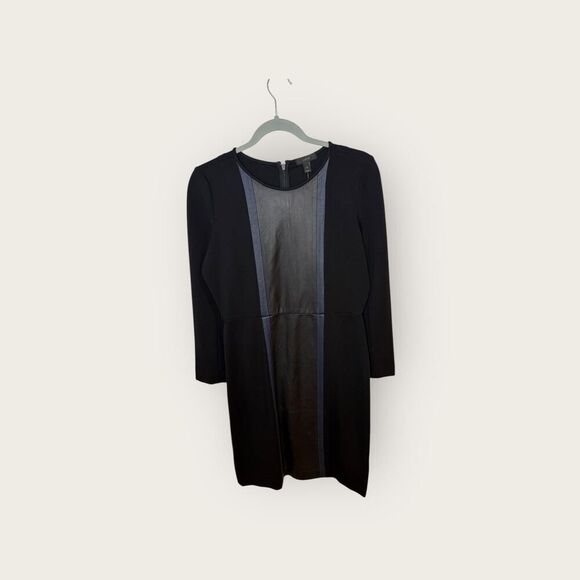 J. Crew Leather Panel Dress Bodycon Navy Black Size 6 NWT - Picture 1 of 5